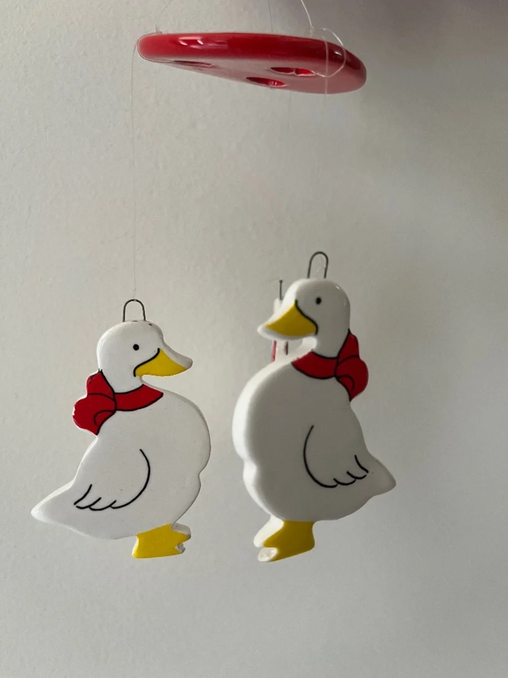 Vintage Hand-Painted Ceramic Duck Hanging Mobile – Whimsical Nursery/Home Decor